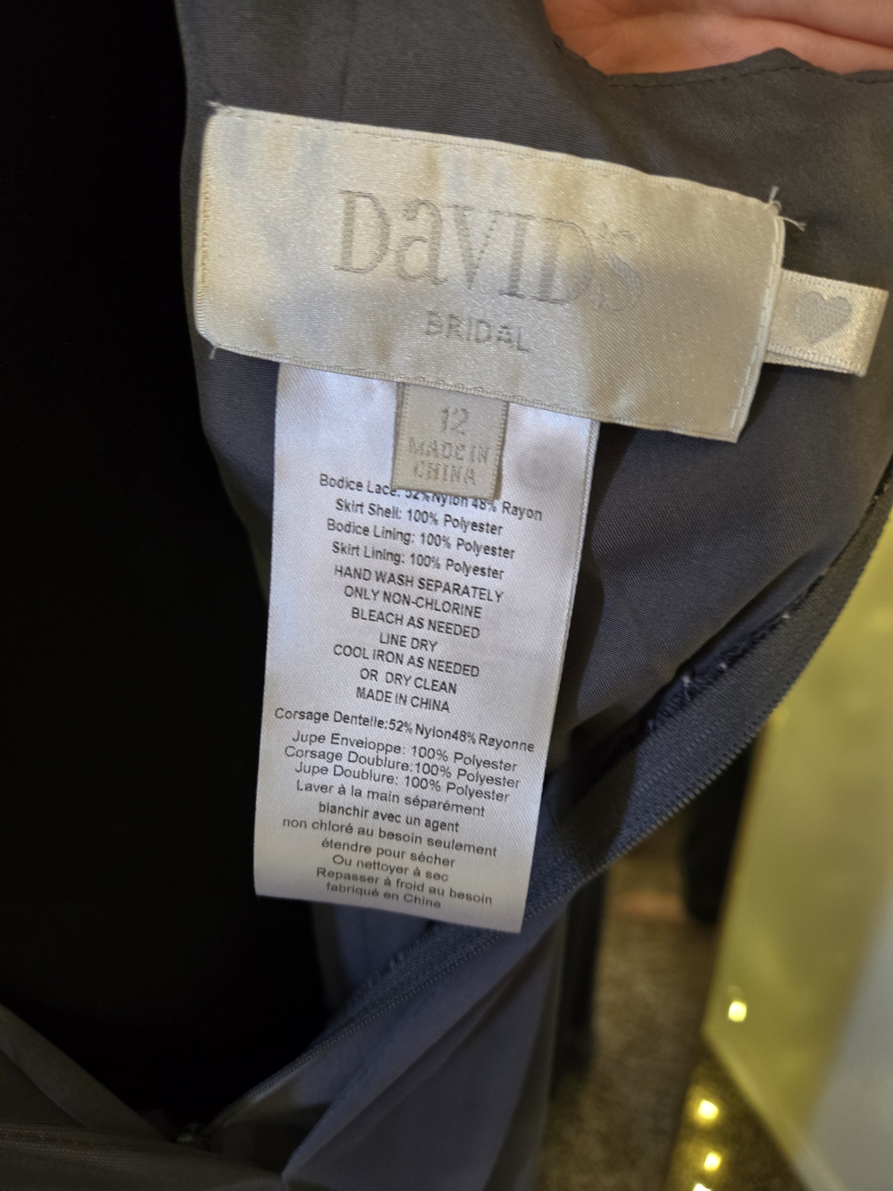 David's Bridal Slate Gray Lace Bodice Maxi Dress - Picture 5 of 8